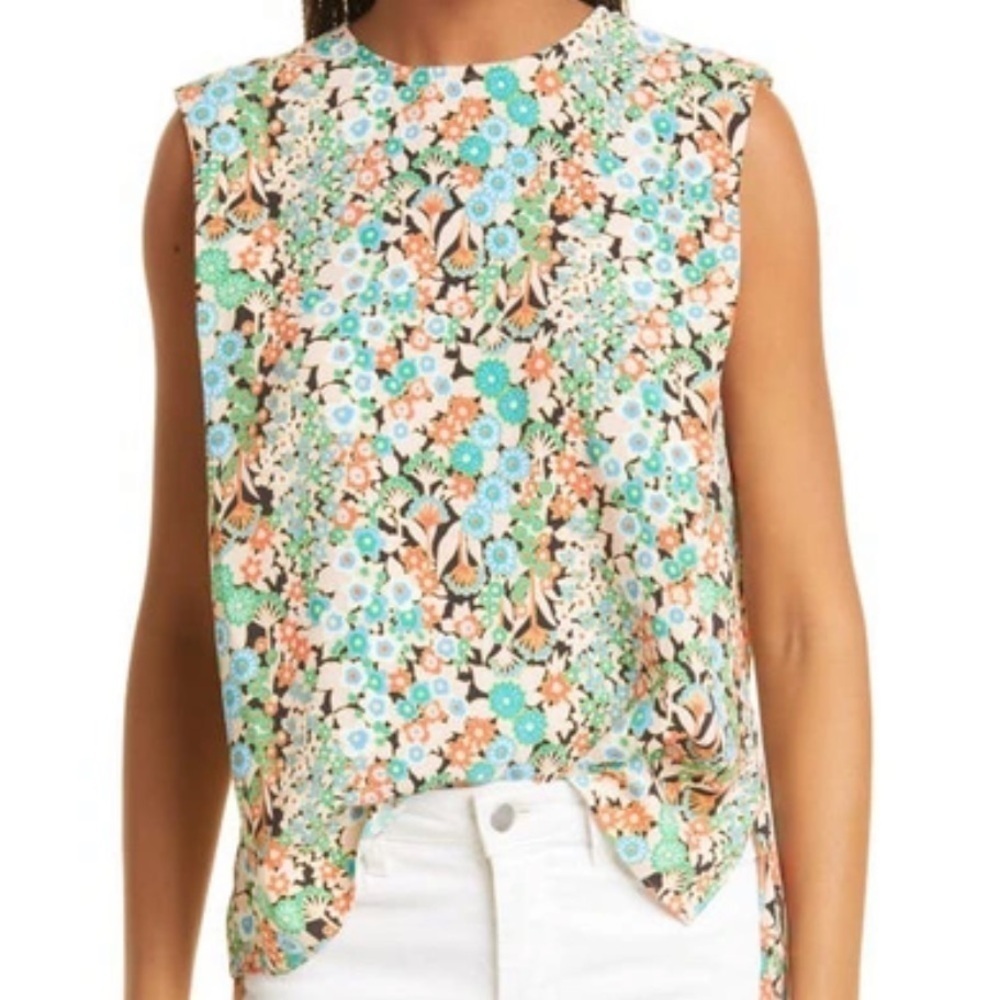 Ted Baker London Nelliy Floral Print Sleeveless Stretch Woven Top Size 0 US 2 B2
